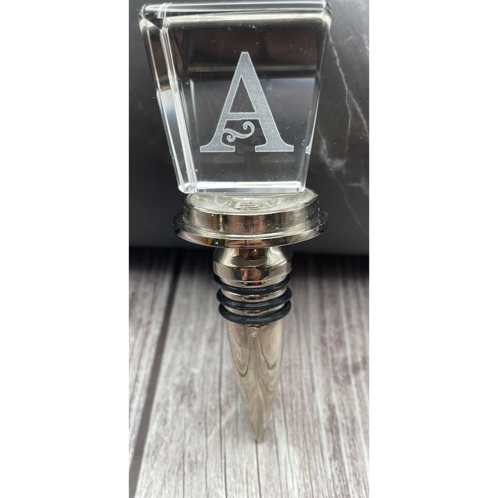 Glass Wine Stopper with Monogram Initial‎ (A ) 4.5" tall